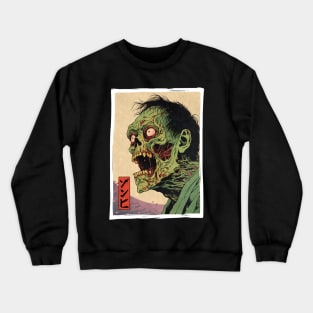 Creepy Horror Halloween Undead Zombie - Vintage Japanese Ukiyo-e Woodblock Print Crewneck Sweatshirt